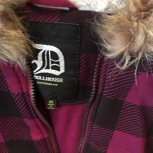 Purple and black pattern coat